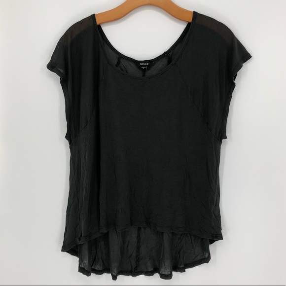 Nollie Charcoal Hi-Lo Lightweight Flowy Sheer Top - Picture 1 of 9